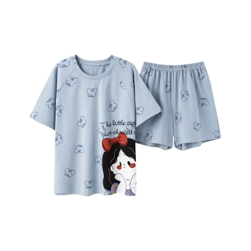 The Story Of The Flower Season Pajama Set Women's Light Blue-0