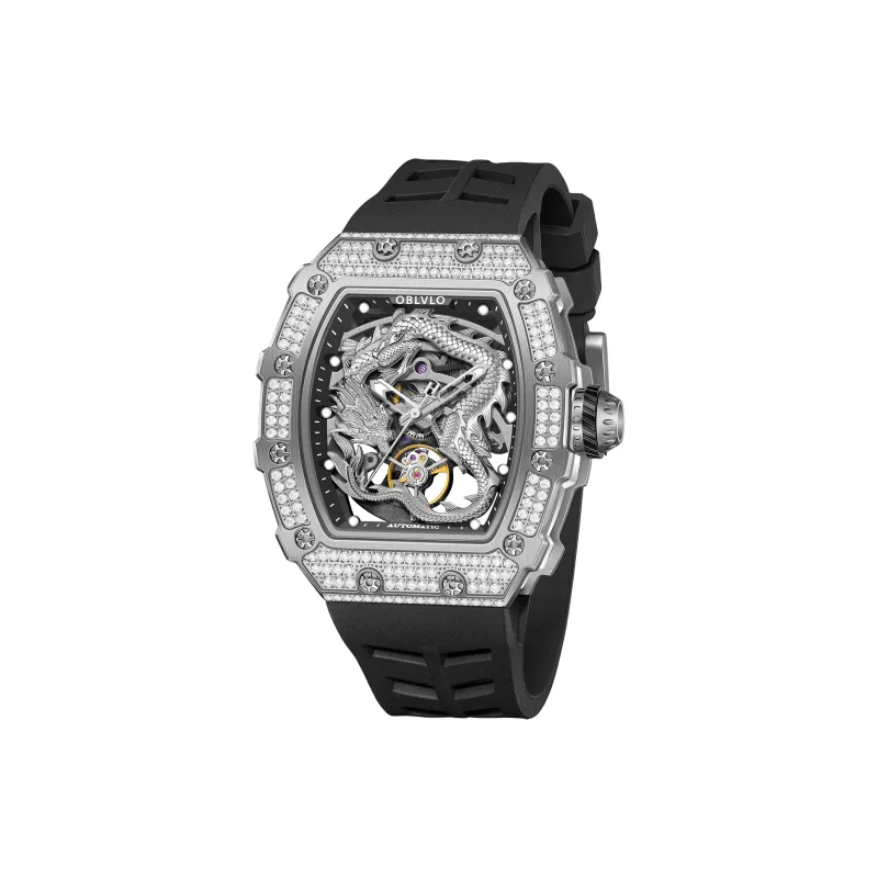 OBLVLO Automatic Mechanical Movement Watch Men's Watches Silver Dial-11