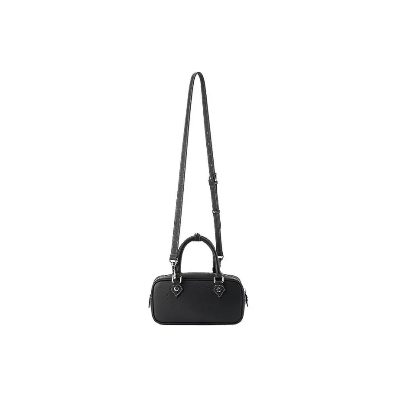 Xbreak Togo Calfskin Boston Bag, Shoulder Bag, Crossbody Bag, Handbag Medium Size Women's Black-2