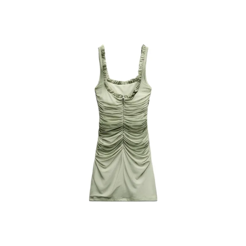 ZARA Sleeveless Dress Women's Gray White-1