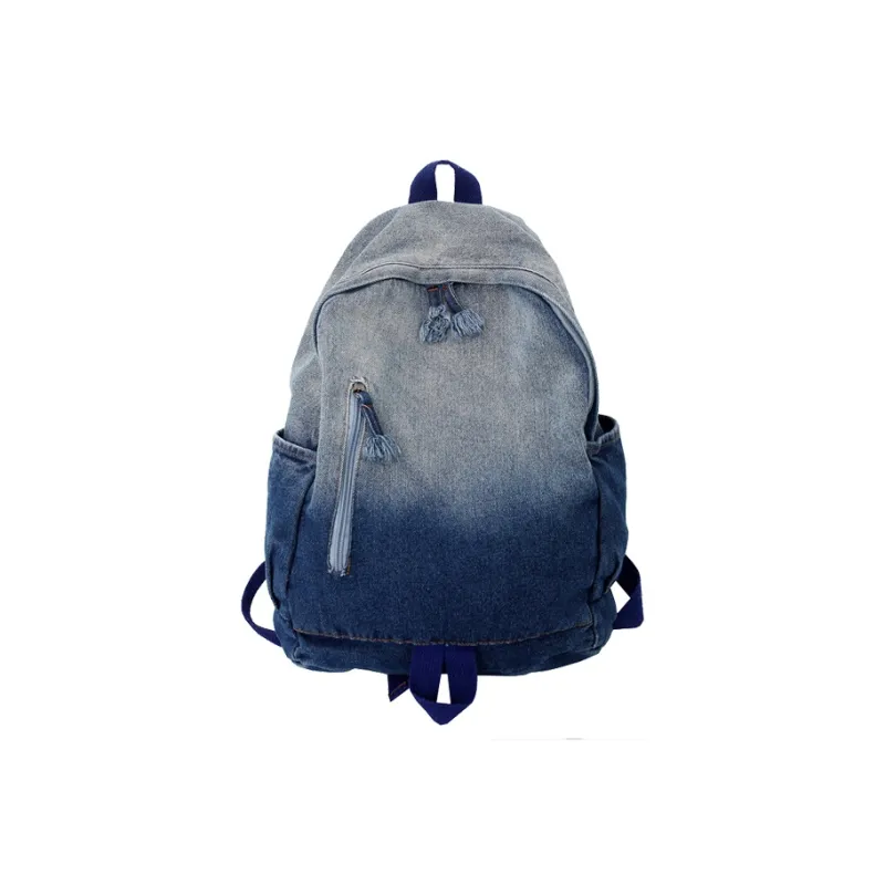 GOX Denim Laptop Backpack Bag Regular Unisex Blue/Black-0