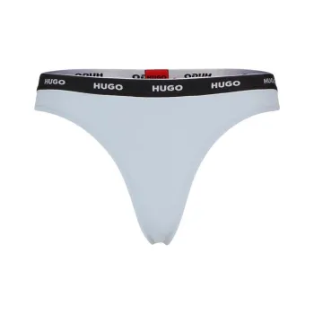 HUGO BOSS String Briefs With Logo Waistband Underpants Women's Blue