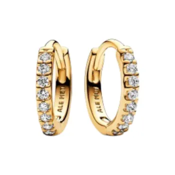 Pandora Cubic Zirconia Gold-Plated Metal Alloy Earrings Unisex Gold