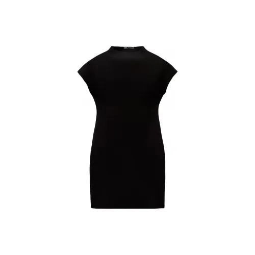 ZARA Short-Sleeved Dresses Women's Black