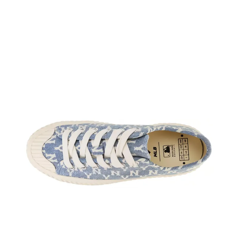 MLB Playball New York Yankees Anti Slip Wear Resistant Breathable Lightweight Low Top Canvas Shoes Unisex Blue White-2