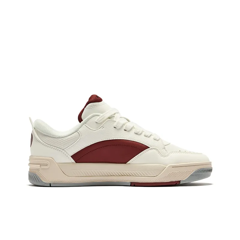Erke Basi 2.0 Anti Slip Wear Resistant Low Top Skateboard Shoes Men's Microcrystal White Bordeaux Red-1