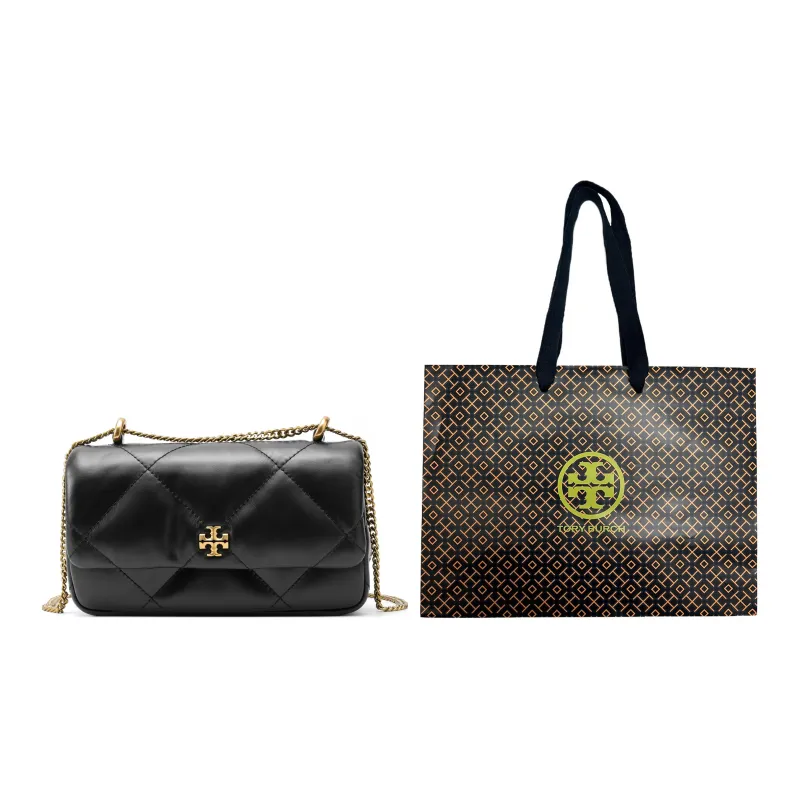 TORY BURCH Mini Kira Diamond Quilt Flap Bag Black-6