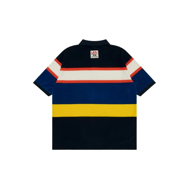 Aape Logo patch Striped Polo Shirt-1
