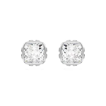 Swarovski Crystal Rhodium plated Zirconia Stud Earrings Women's Silver