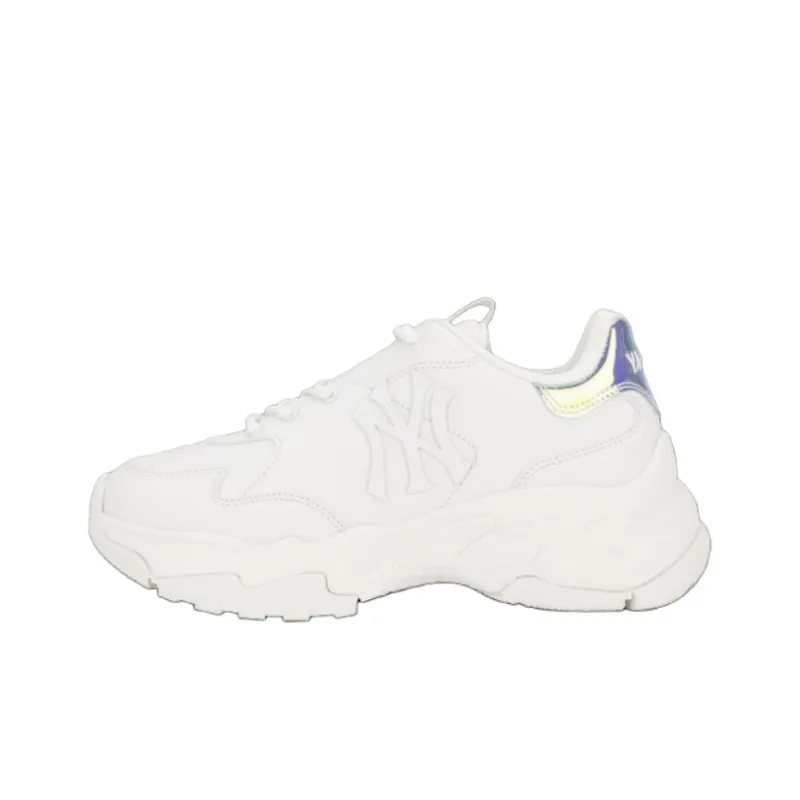 MLB Big Ball Chunky Shiny New York Yankees Anti Slip Wear Resistant Low Top Chunky Sneakers Unisex White-0