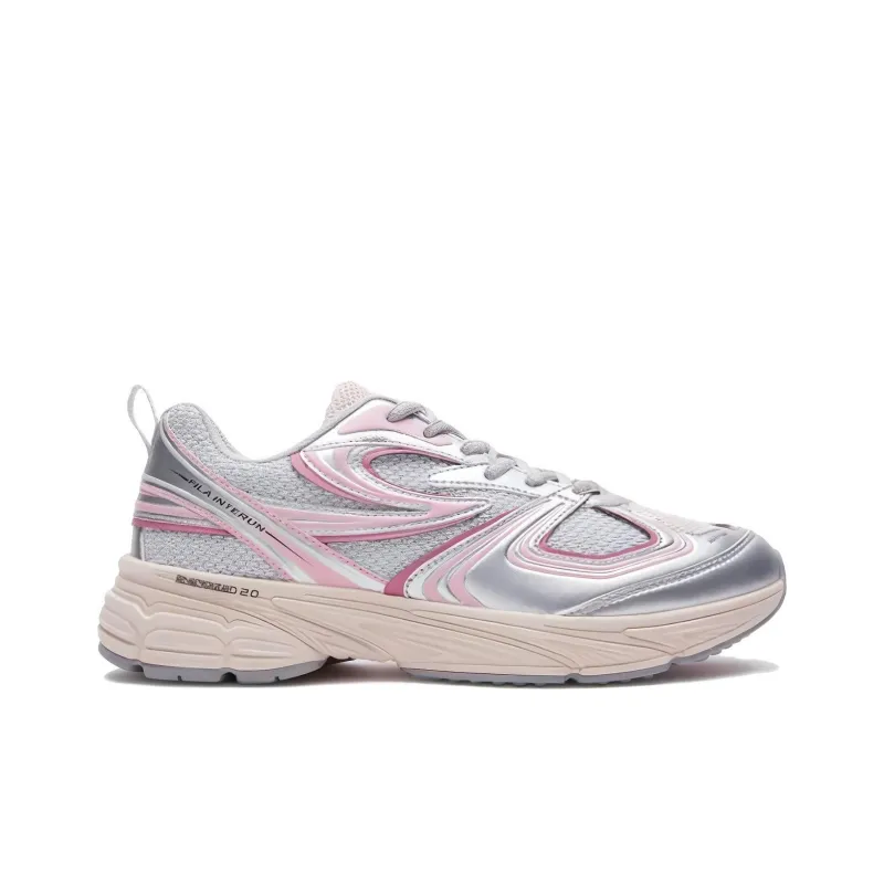 FILA Interrun Cushioning Wear Resistant Low Top Casual Running Shoes Unisex Silver Pink Korean Style-1