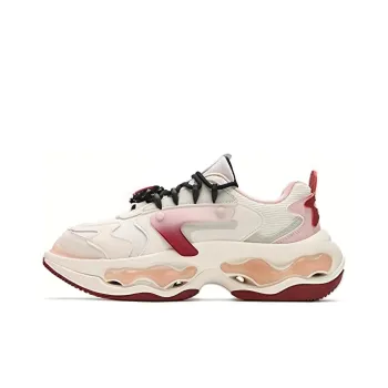 FILA FUSION Anti Slip And Wear Resistant Cushioning Lightweight Low Top Chunky Sneakers Women's White Red