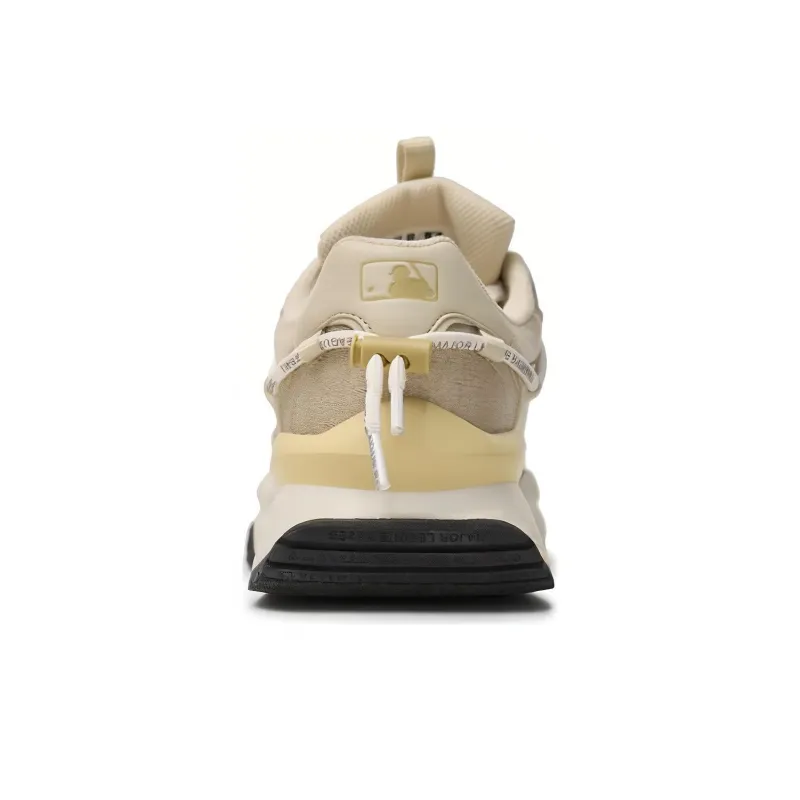 MLB Chunky Runner Anti Slip Wear Resistant Low Top Casual Running Shoes Unisex Beige Black-4