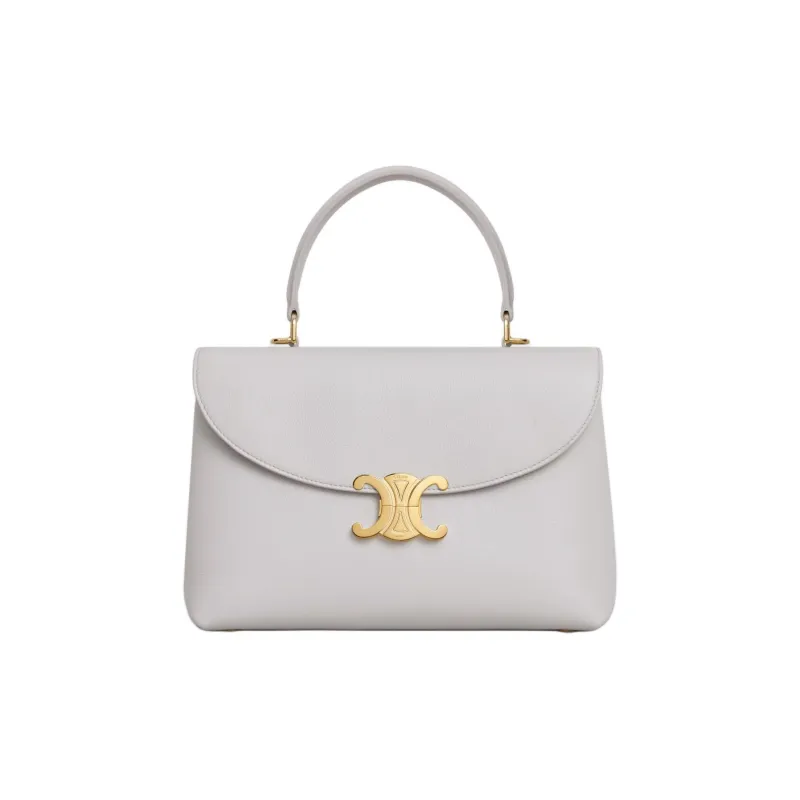 CELINE Soft Cow Leather Shoulder Bag Crossbody Bag Handbag Medium Size Women's Mist Gray-0
