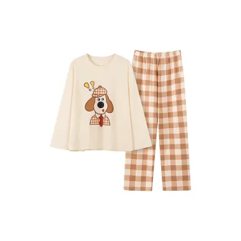 Maultiay Pajama Set Unisex Beige Yellow