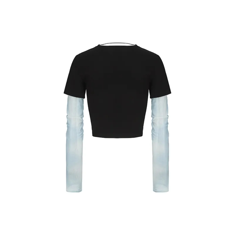 GIMING Crop Top Women's Black Blue-1
