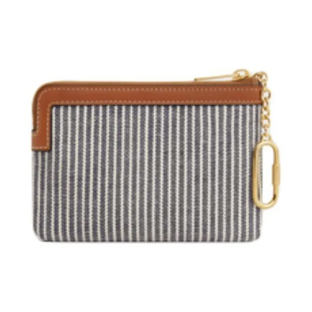 CELINE Triomphe Fabric With Calfskin Wallet Women's Navy-2