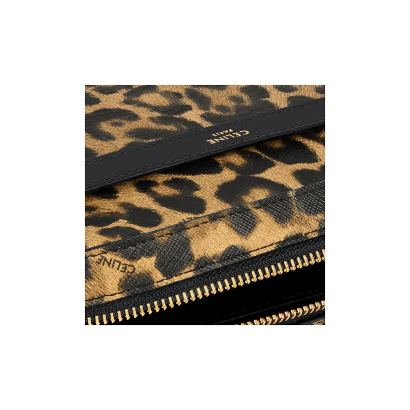 CELINE Artificial Leather Messenger Bag Shoulder Bag Crossbody Bag Small Size Men's Leopard Print-3