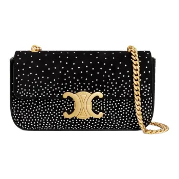 CELINE Goat Suede Crossbody Bag, Shoulder Bag Women's Black