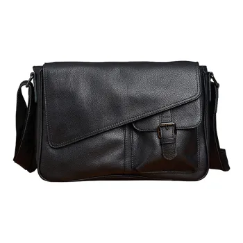 DOSRFINI Cow Leather Messenger Bag Crossbody Bags Regular Men's Black