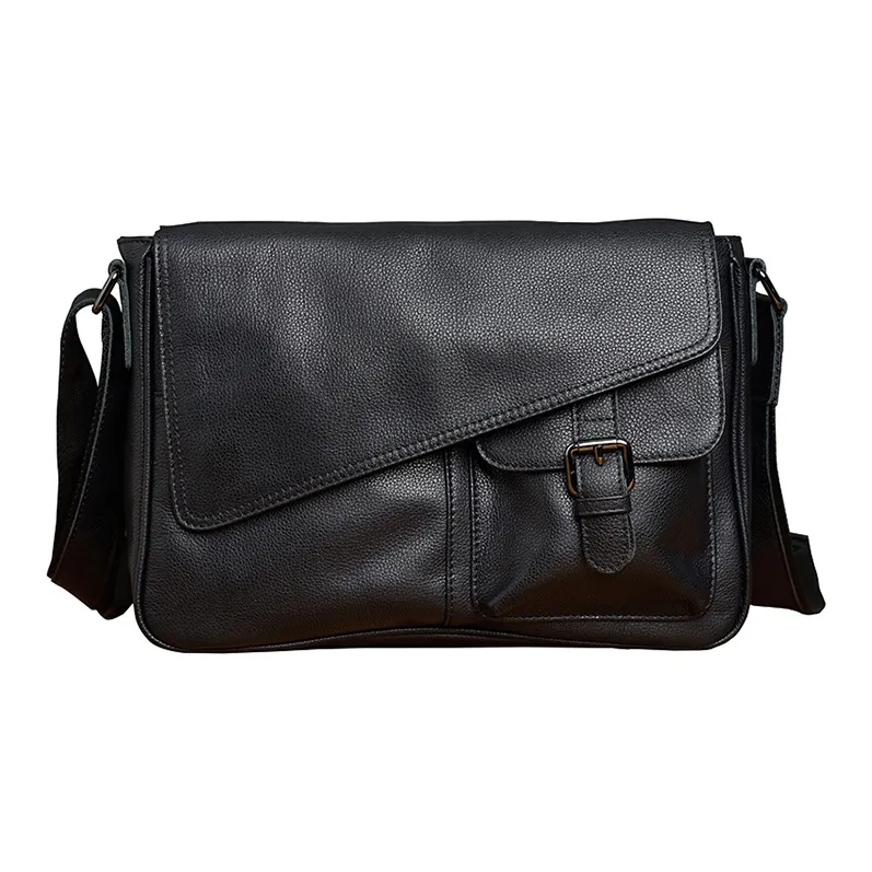 DOSRFINI Cow Leather Messenger Bag Crossbody Bags Regular Men's Black-0
