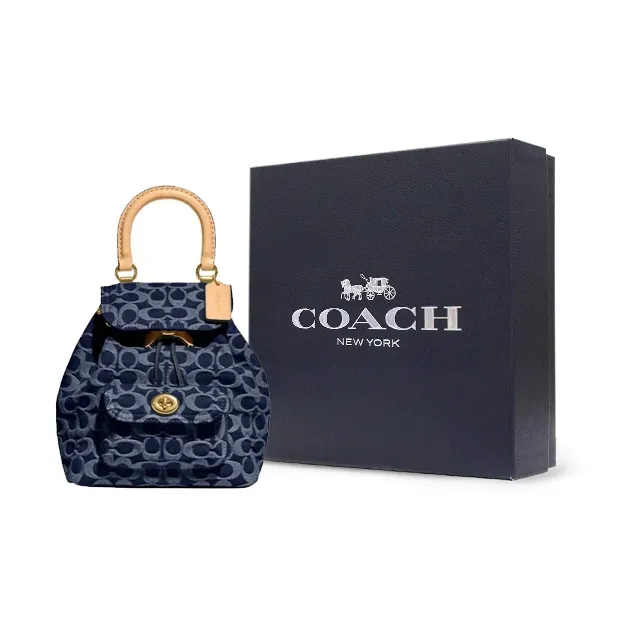 COACH Riya Fabric Backpack Medium Size Women's Blue-5