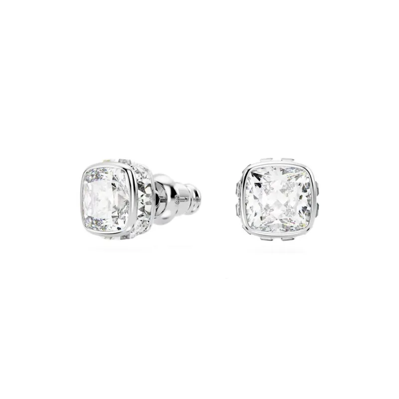Swarovski Crystal Rhodium-plated Zirconia Stud Earrings Women's Silver-1