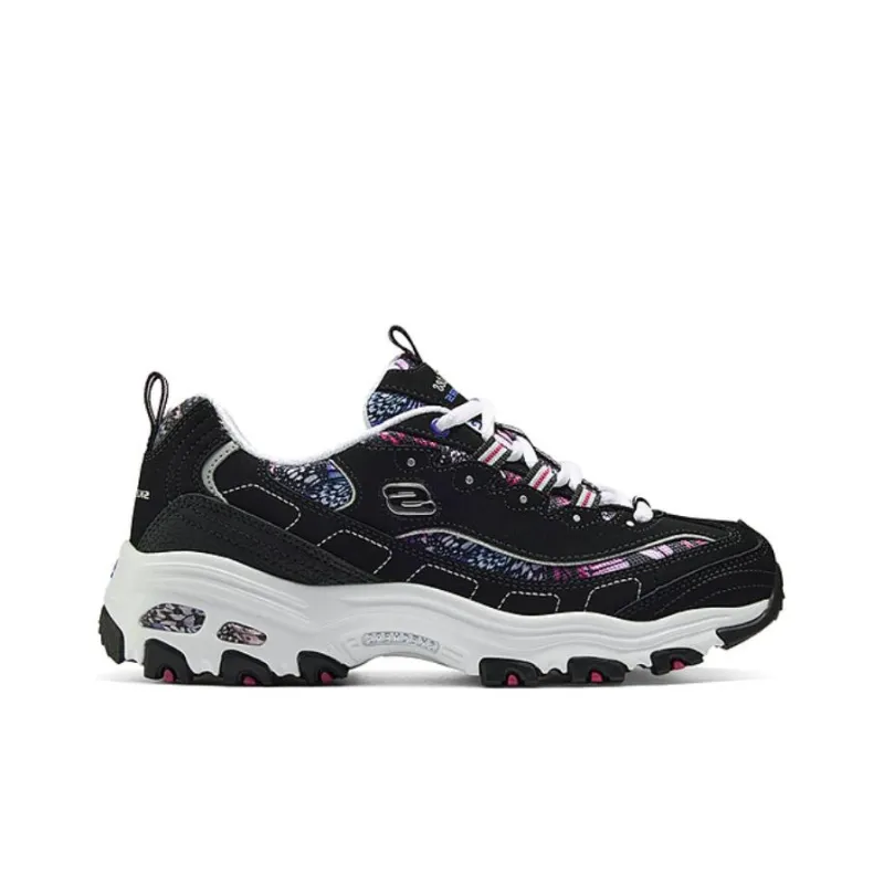 Skechers DLITES Cushioned Slip Resistant Breathable Support Lightweight Low Top Chunky Sneakers Women's Black-1