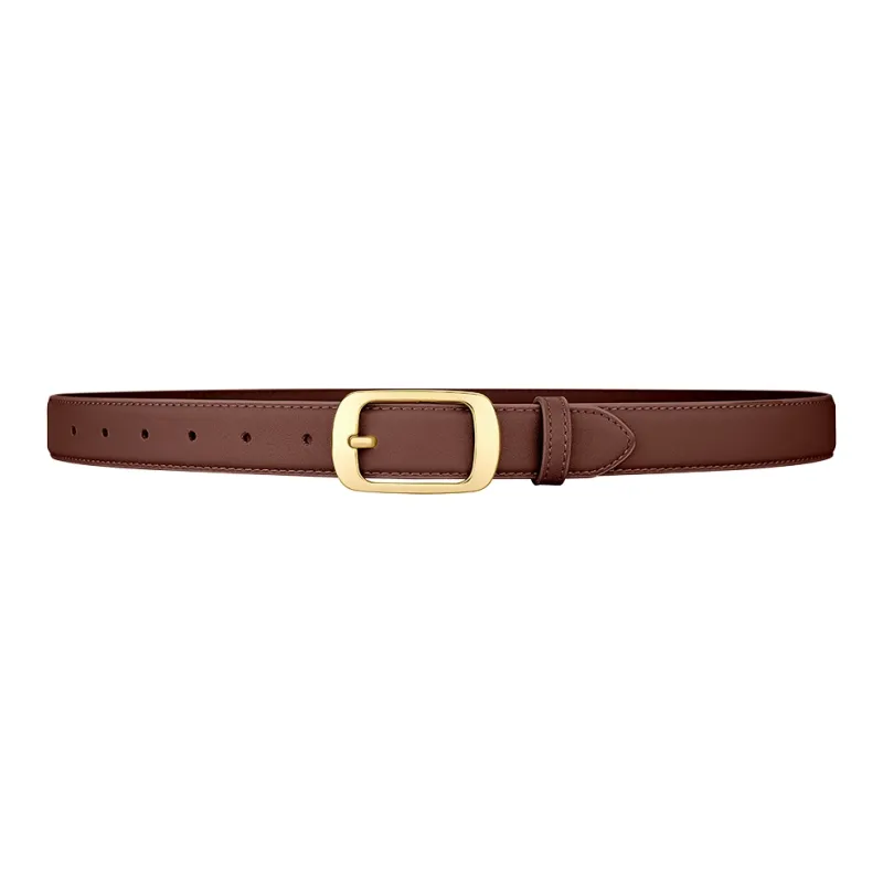 WilliamPOLO Cow Leather Leather Belts Women's Caramel Width 2.8CM-2