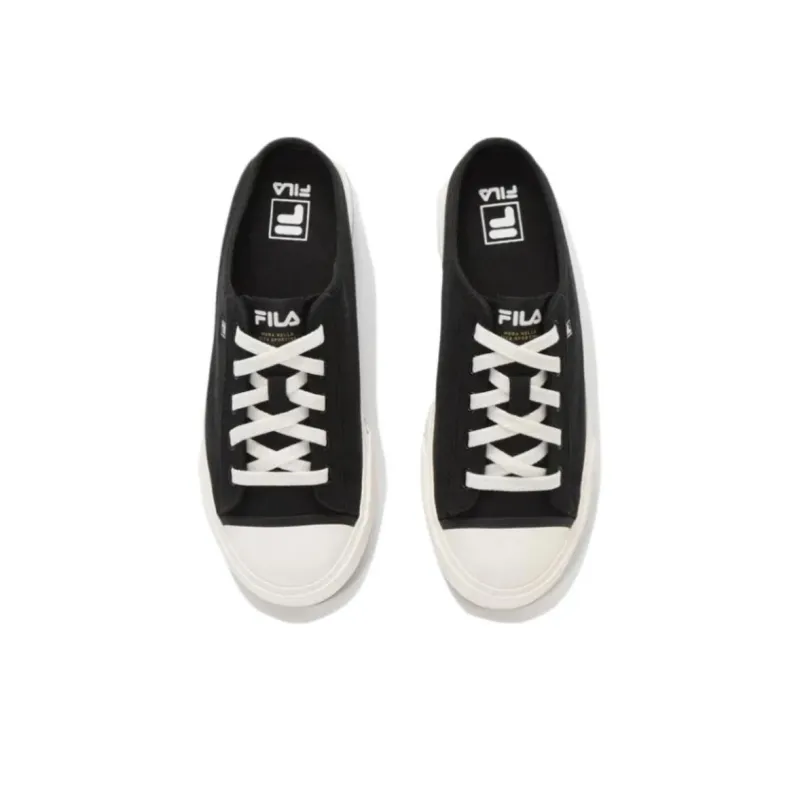 FILA Como V2 Anti Slip Wear Resistant Low Top Canvas Shoes Unisex Black White-2