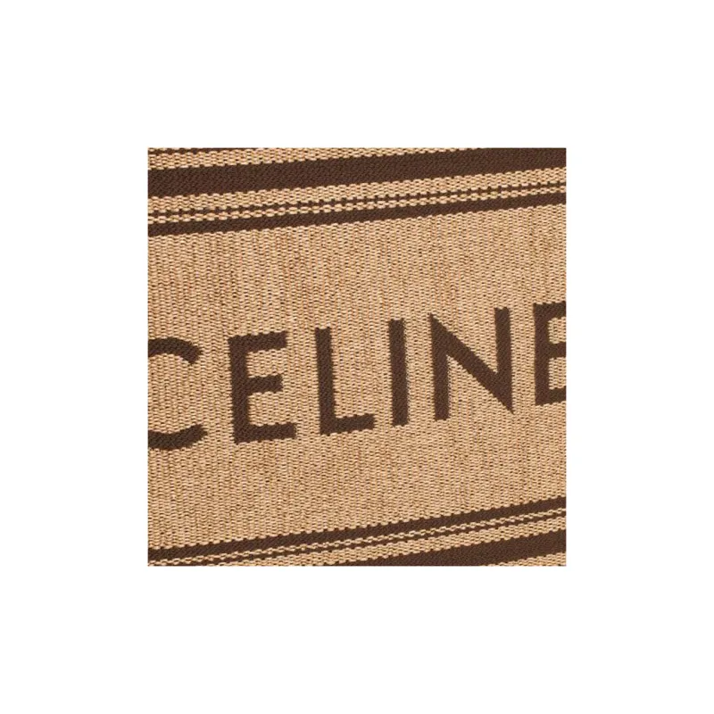 CELINE Fabric With Cow Leather One Shoulder Handbag Men's Natural & Chestnut-4