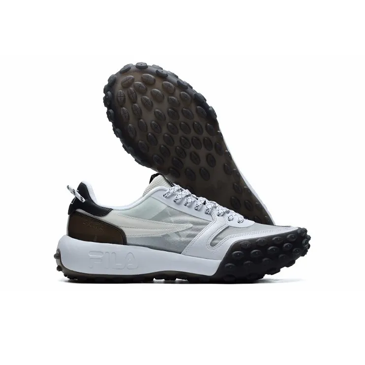 FILA Gara Cushioning Anti Slip Wear Resistant Breathability Low Top Chunky Sneakers Men's Cloud Dancing White-6