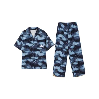 AUTUMNDEER Pajama Set Women's Dark Blue