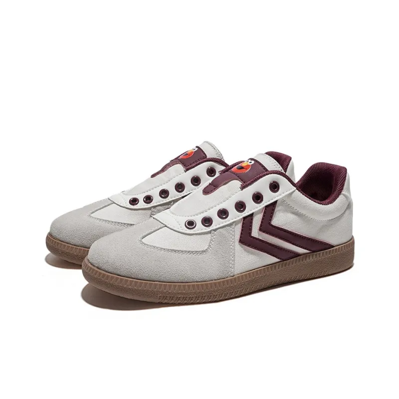 ZHIMAJIE x Feiyue Abrasion-Resistant Slip-Resistant Low-Top Canvas Shoes Unisex Beige Light Gray Red-2