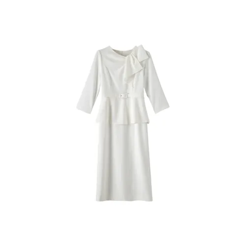 Late White Long-Sleeved Dresses Women's White