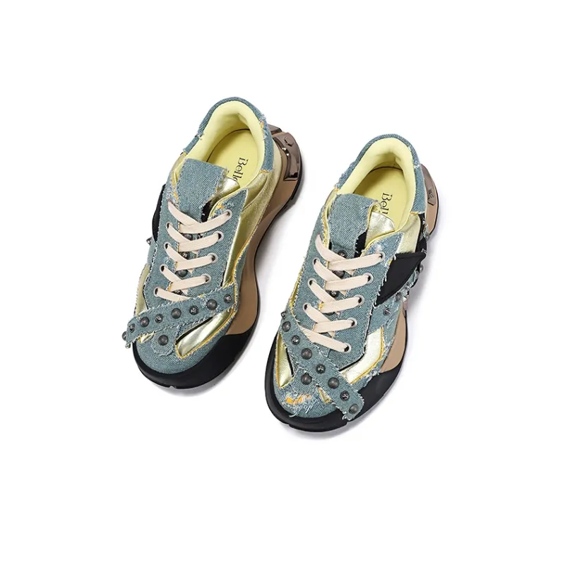 BELLALILY Slip Resistant Lightweight Height Increasing Low Top Chunky Sneakers Women's-11