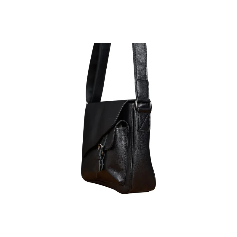 DOSRFINI Cow Leather Messenger Bag Crossbody Bags Regular Men's Black-2
