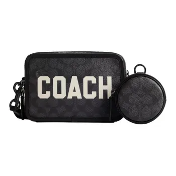 COACH Charter Coated Canvas Crossbody Bag, Shoulder Bag Small Size Men's Multiple Charcoal