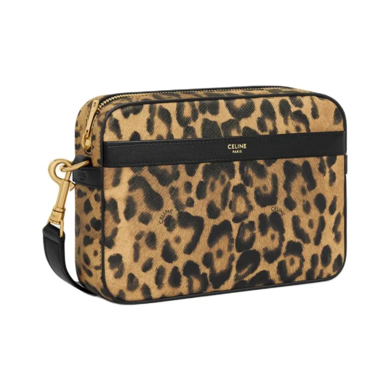 CELINE Artificial Leather Messenger Bag Shoulder Bag Crossbody Bag Small Size Men's Leopard Print-1
