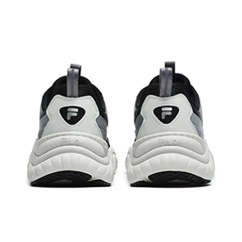 FILA FUSION Conch Cushioned Anti Slip Wear Resistant Breathable Lightweight Low Top Casual Shoes Men's Black Gray Color-4