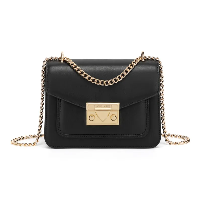 Simvay Clos Cow Leather Patchwork Synthetic Leather Small Square Bag Chain Shoulder Bag Women's-1