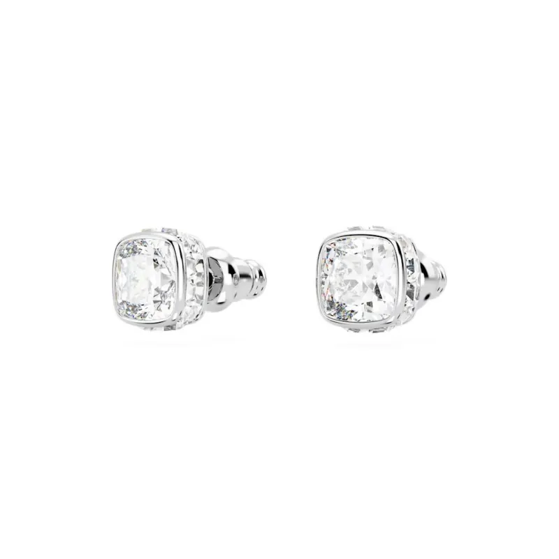 Swarovski Crystal Rhodium-plated Zirconia Stud Earrings Women's Silver-2