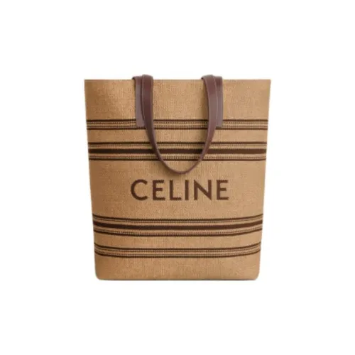 CELINE Fabric With Cow Leather One Shoulder Handbag Men's Natural & Chestnut