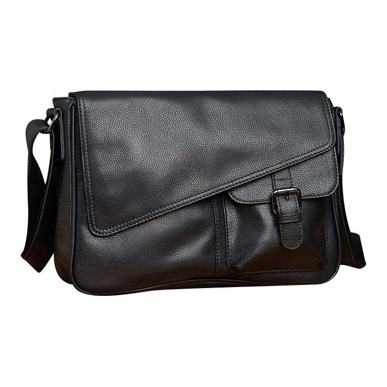 DOSRFINI Cow Leather Messenger Bag Crossbody Bags Regular Men's Black-1