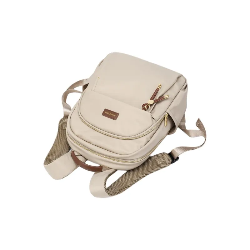 MAKEUP KITTEN Nylon Fabric Backpack Large Size Women's Khaki-7