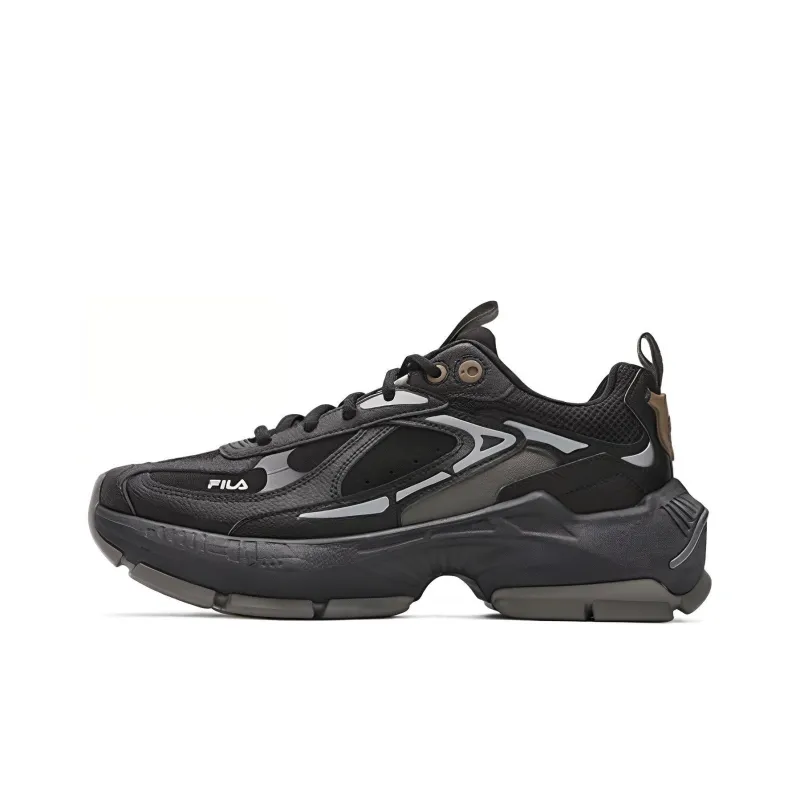 FILA CICLONE Height Increasing Cushioning Lightweight Low Top Chunky Sneakers Men's Black Gray-0