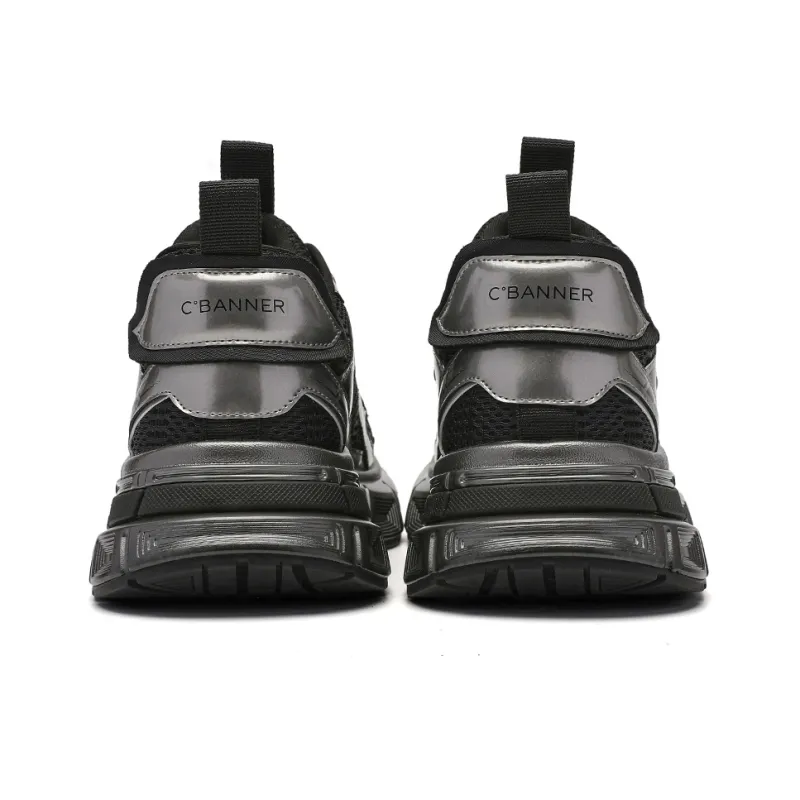 C°BANNER Chunky Sneakers Men Low-Top Black Silver-2