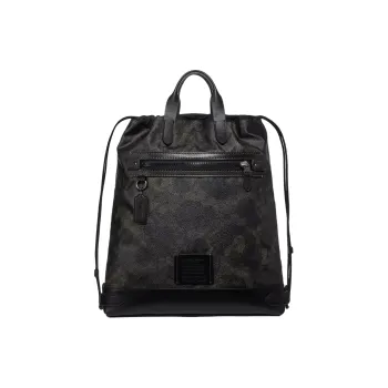COACH Academy Signature Coated Canvas Backpack Large Size Men's Black