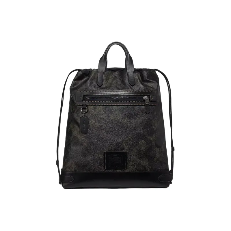 COACH Academy Signature Coated Canvas Backpack Large Size Men's Black-0