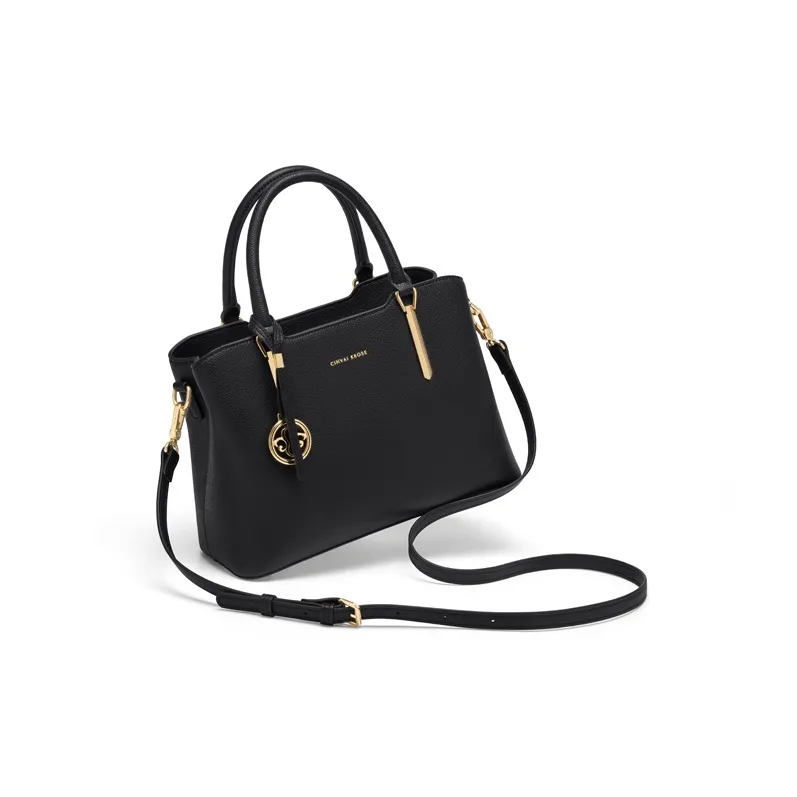 Simvay Clos Cow Leather With Synthetic Leather Mom's Handbag Shoulder Bag Tote Medium Size Women's Black/Ecru-5